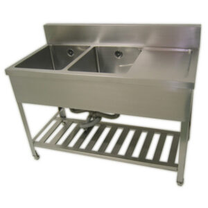 二槽シンク バックガード有 水切付 アングルレッグ
