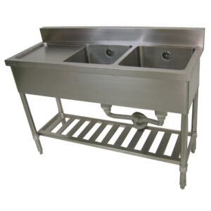 二槽シンク バックガード有 水切付 パイプレッグ