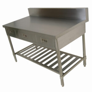 作業台 引出付 バックガード有 パイプレッグ